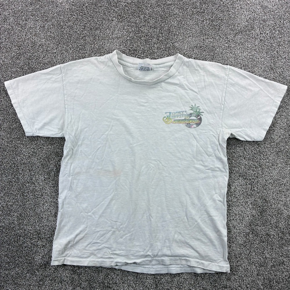 Vintage Jimmy Buffett Caribbean Soul Frog Shirt Men L White Amphibian Distressed